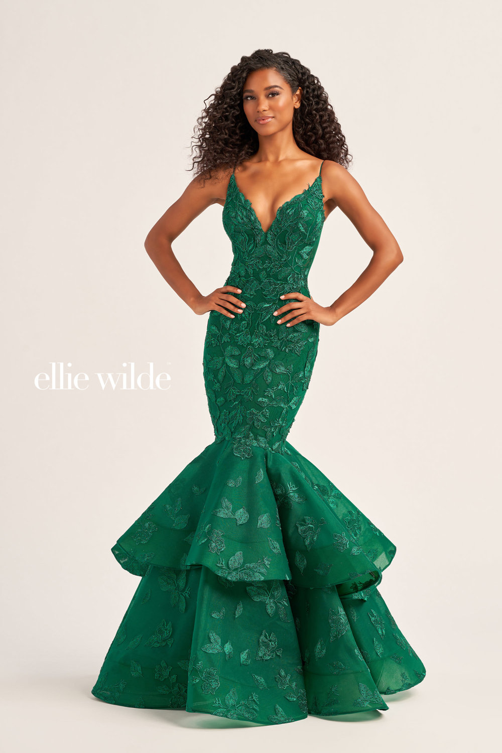 Full size EW35092 ALLOVER LACE MERMAID PROM DRESS WITH AN OPEN BACK #5 Emerald picture