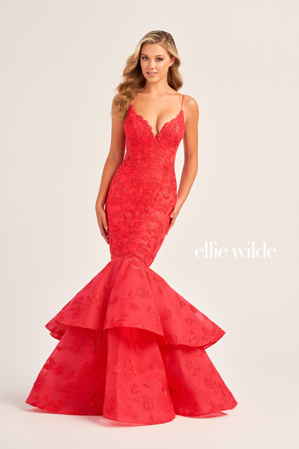 Full size EW35092 ALLOVER LACE MERMAID PROM DRESS WITH AN OPEN BACK #4 Strawberry picture