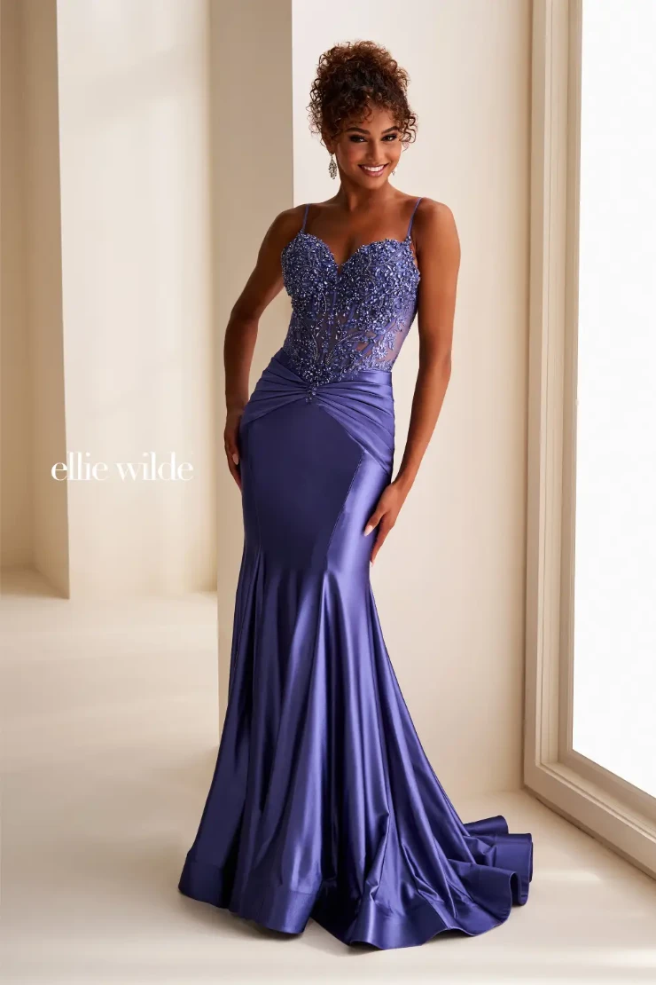 EW36004 Elegant mermaid gown with sweetheart neckline and beaded lace details #4 Dusk picture