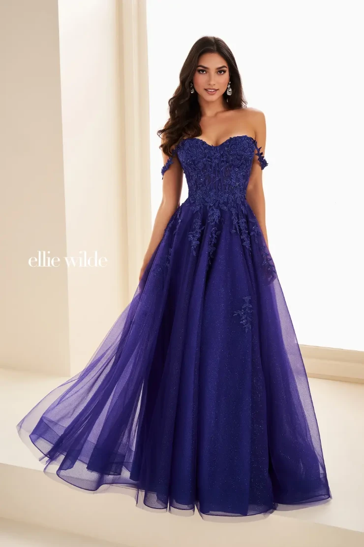 EW36083 Flirty A-line gown with sweetheart neckline and off-shoulder straps #2 Indigo picture