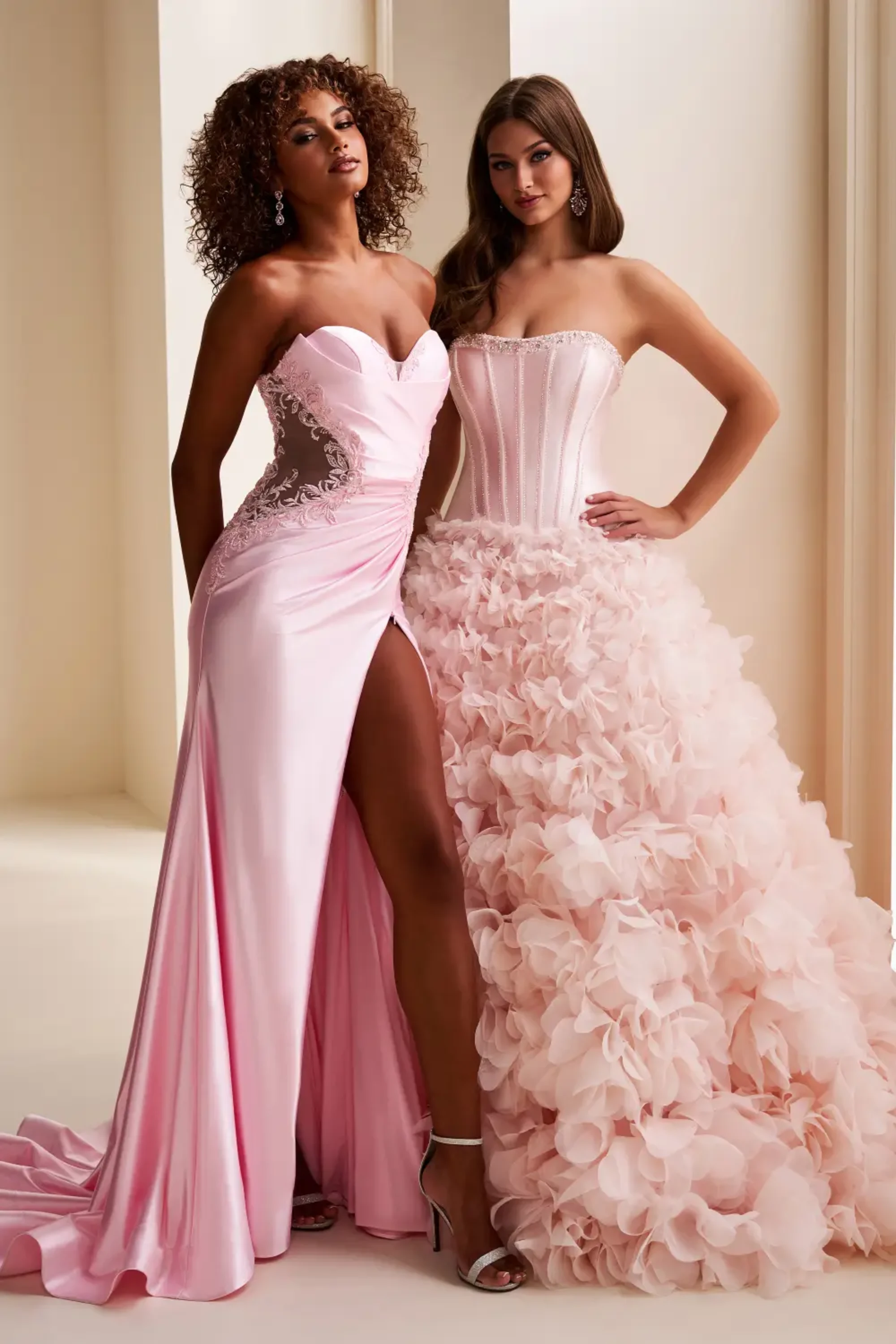 Full size EW37009 Dramatic mermaid w/ sculpted sweetheart neckline, lace-up back, and adjustable thigh-high slit #8 Sakura Pink picture