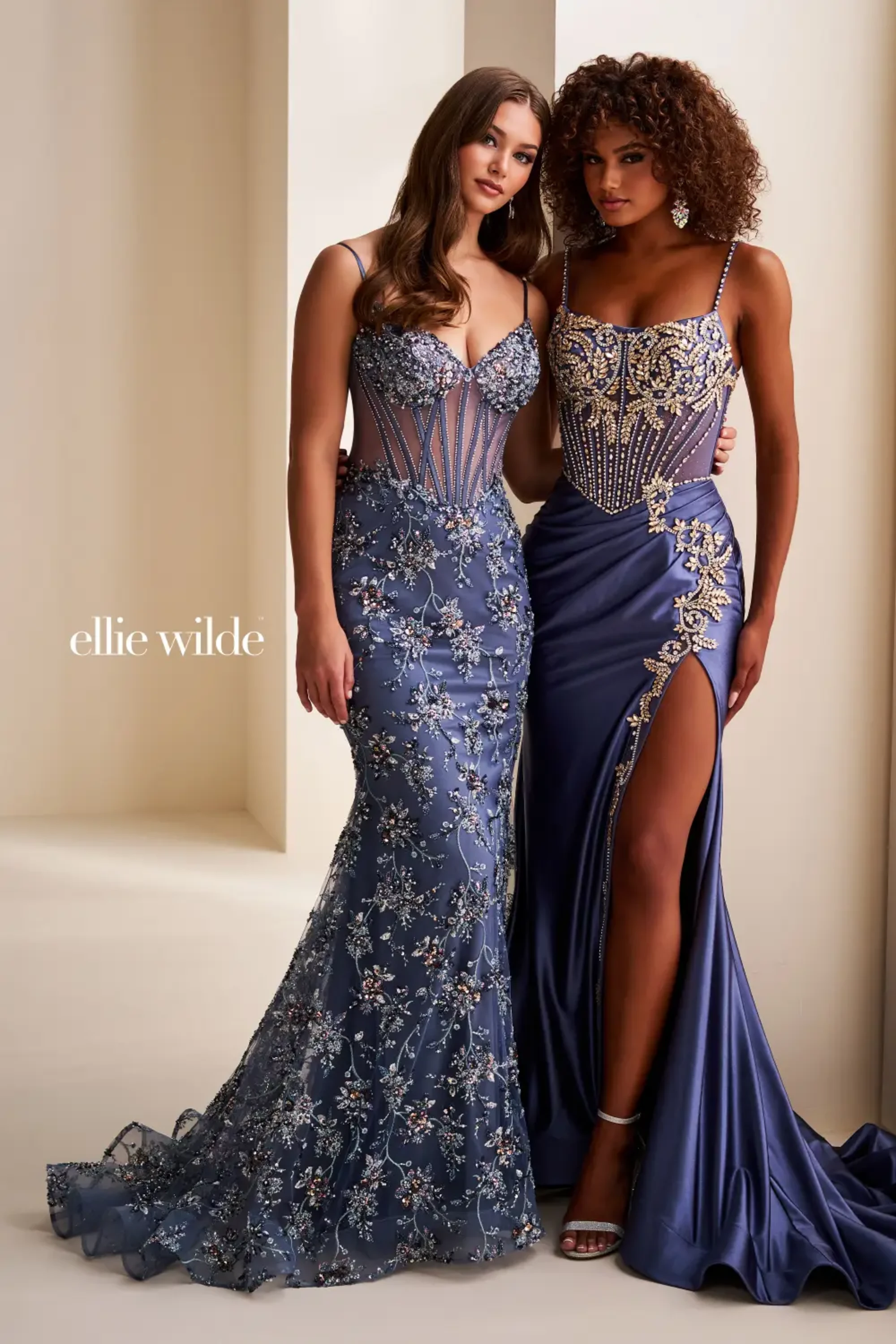 Full size EW37058 Mermaid Dress w/ Sweetheart Neckline & Lace-Up Back #4 Slate/Multi picture