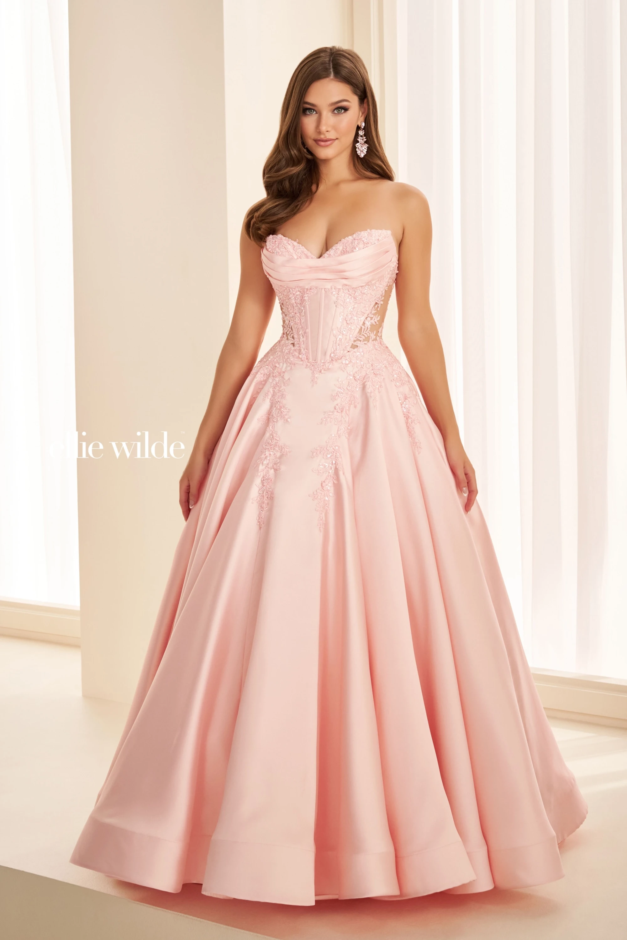 Full size EW37082 Flirty, Feminine Mikado Ball Gown #3 Blush picture