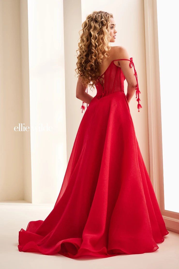 EW37111 Two-Tier Sweetheart Neckline Ball Gown w/ Flowing Organza #1 default Dark Red picture