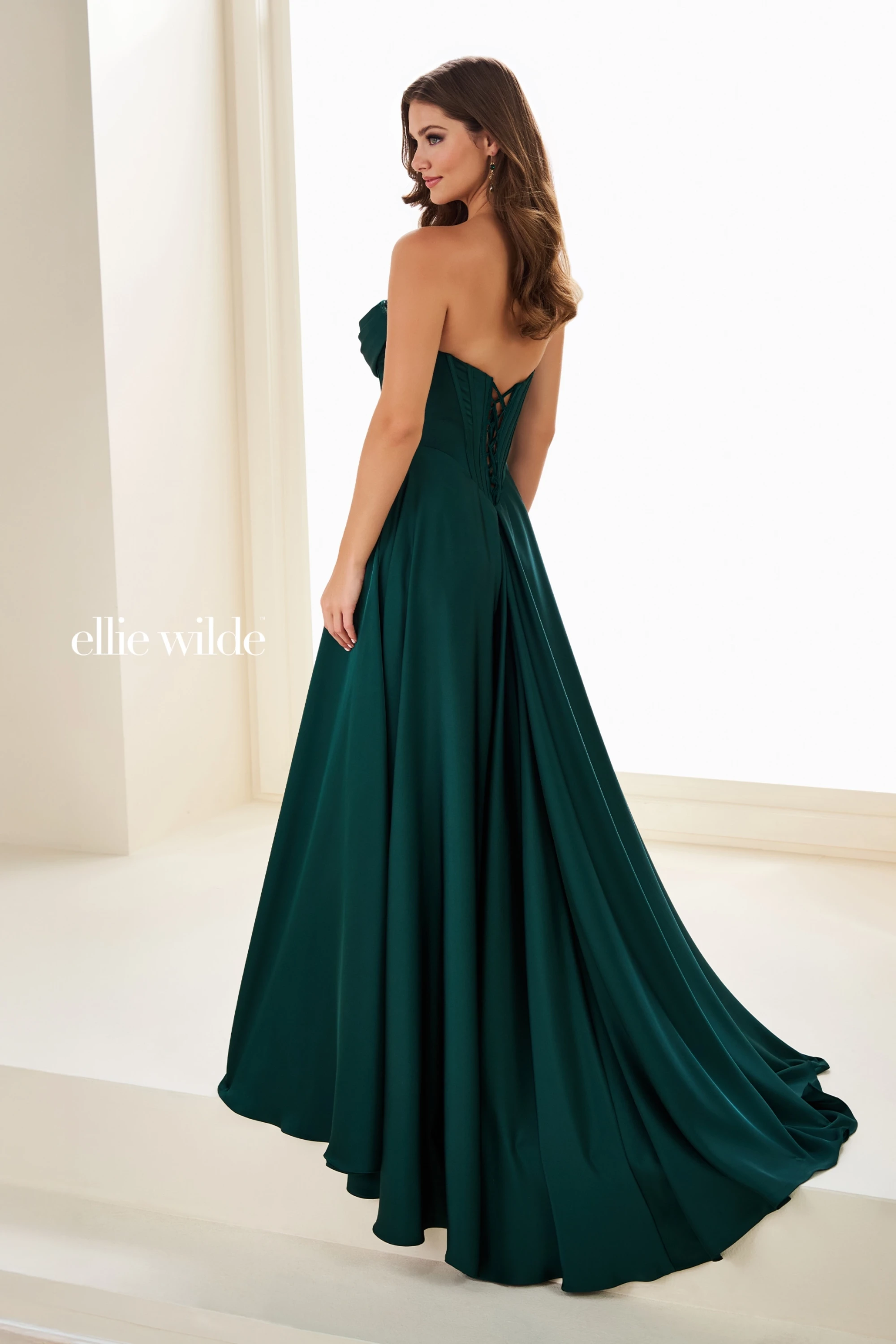 Full size EW37213 A-Line Dress w/ Two-Tier Sweetheart Neckline #3 Forest Green picture