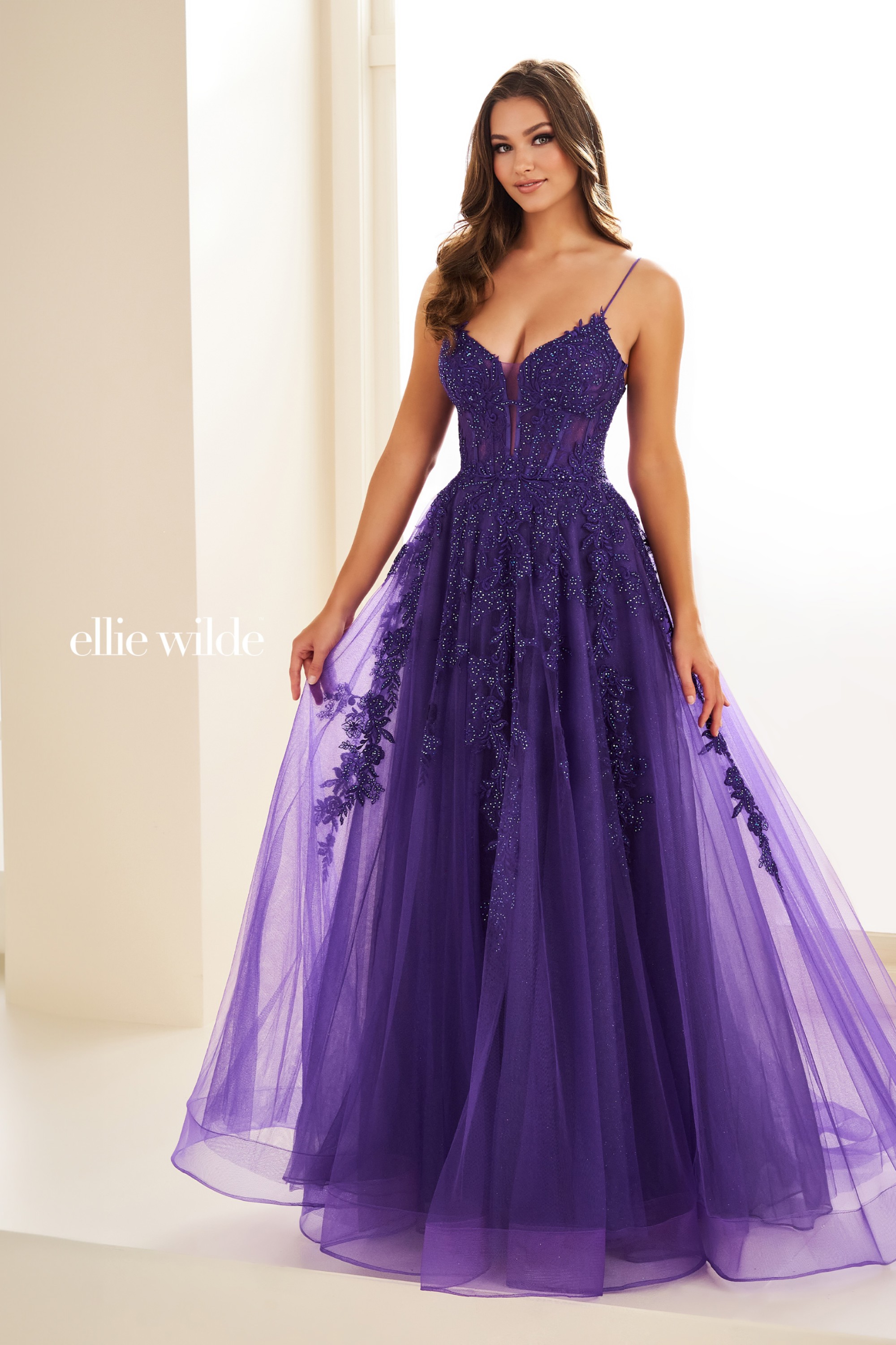 Lace Applique A Line Prom Dress EW34036
