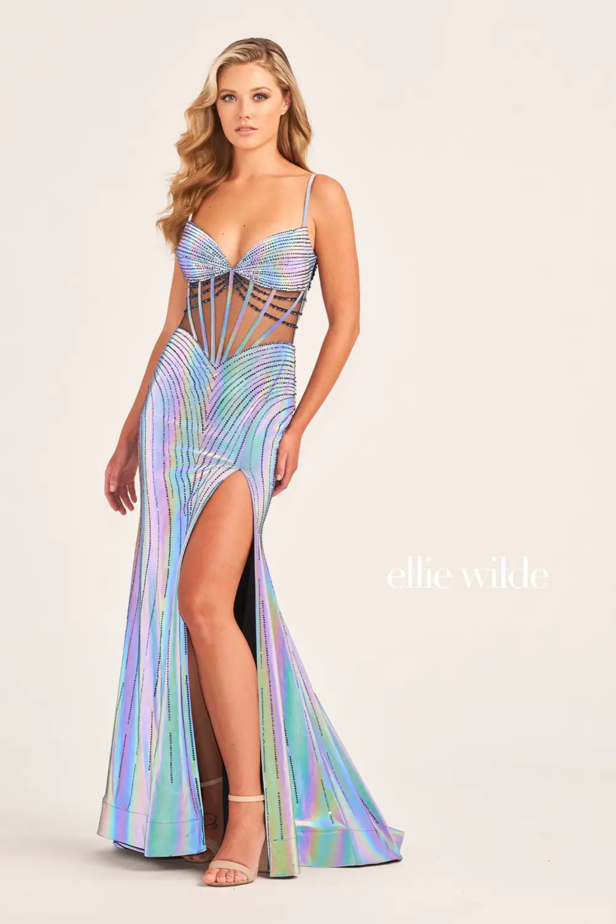Full size EW35702 SUPERNOVA PROM DRESS WITH LIGHT REACTIVE FABRIC AND A SHEER CORSET BODICE #1 Supernova picture