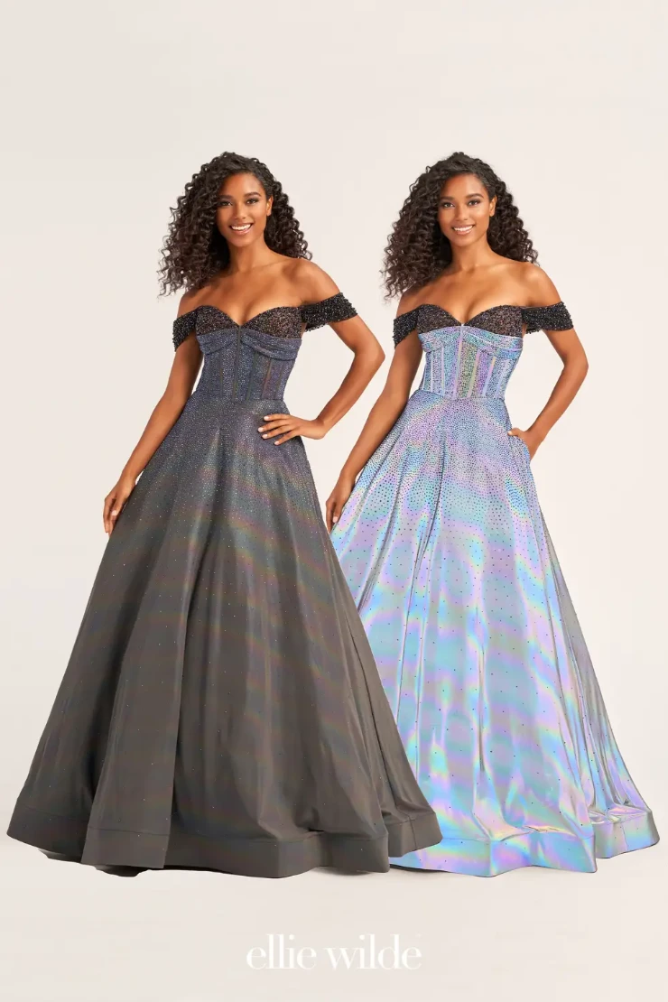 EW35703 SUPERNOVA BALLGOWN WITH STONE ACCENT SWEETHEART NECKLINE AND OFF THE SHOULDER SLEEVES #3 Supernova picture