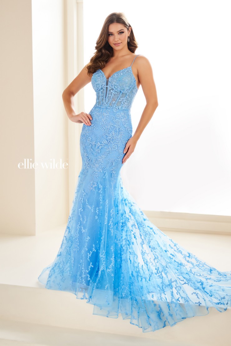 EW35010 Lace, Glitter Tulle and Stone Accents. Complete with a Corset Bodice and Lace-Up Back #0 default Bluebell picture