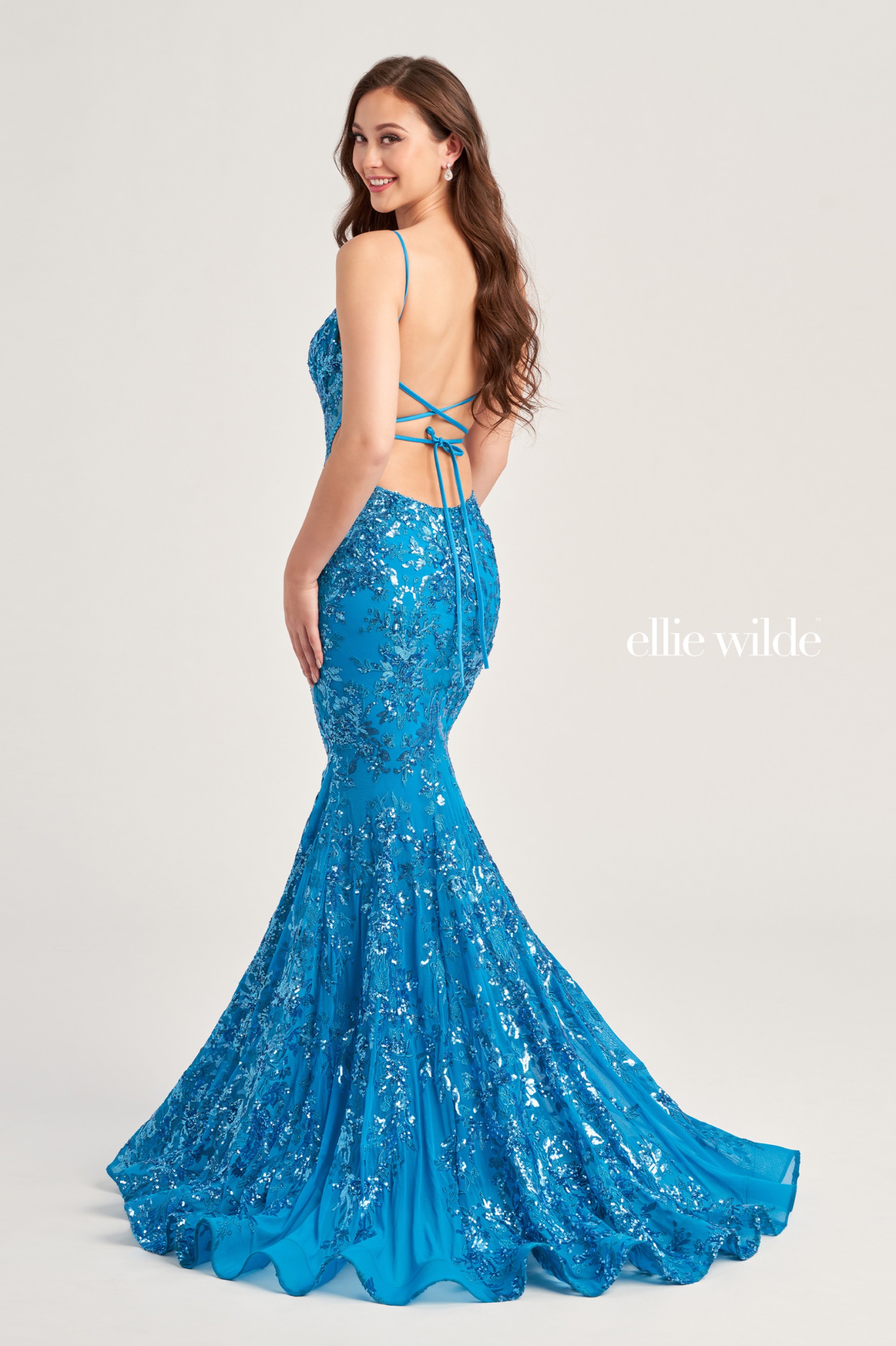Full size EW35011 SEQUIN TULLE PROM DRESS WITH A LACE UP BACK #5 picture